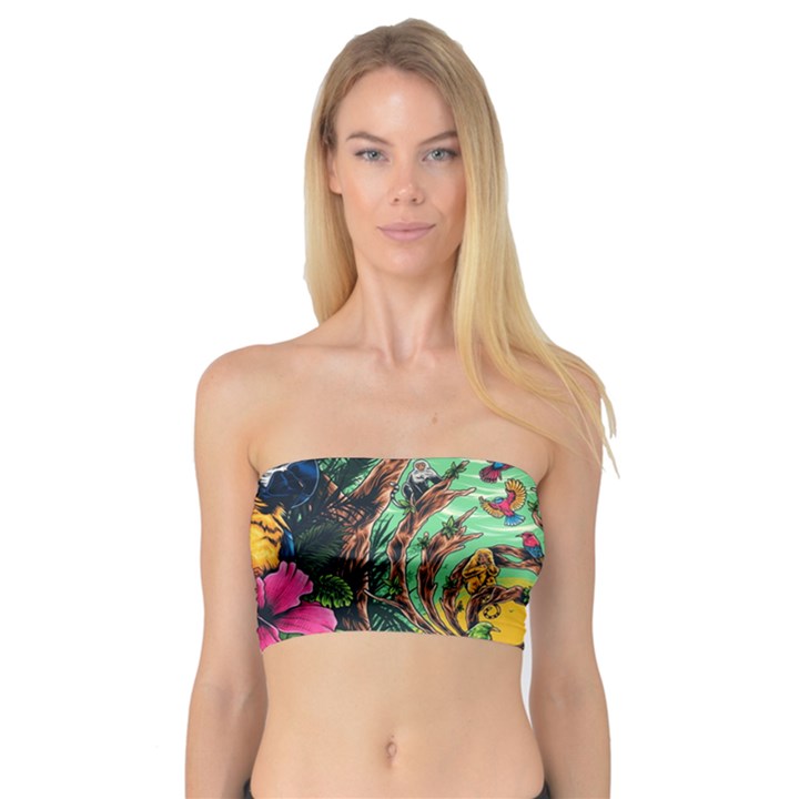 Monkey Tiger Bird Parrot Forest Jungle Style Bandeau Top