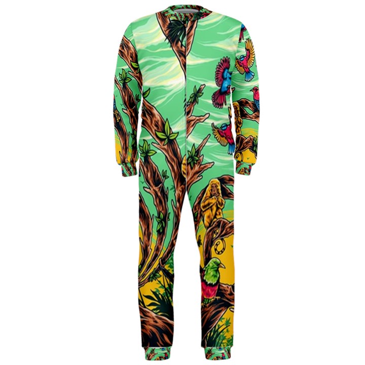 Monkey Tiger Bird Parrot Forest Jungle Style OnePiece Jumpsuit (Men)