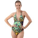 Monkey Tiger Bird Parrot Forest Jungle Style Halter Cut-Out One Piece Swimsuit View1