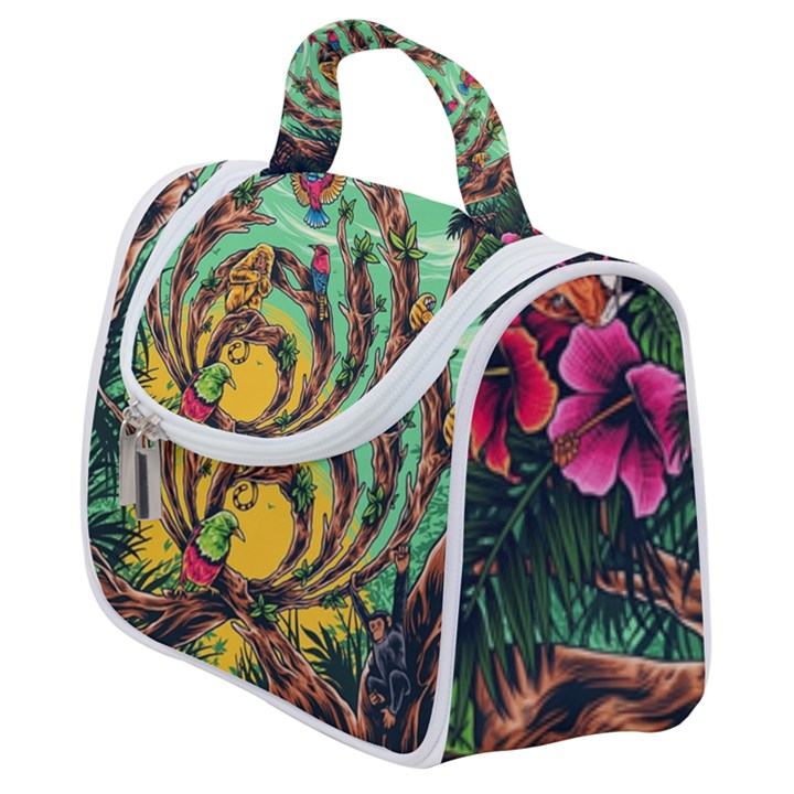 Monkey Tiger Bird Parrot Forest Jungle Style Satchel Handbag