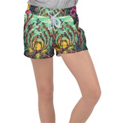 Monkey Tiger Bird Parrot Forest Jungle Style Women s Velour Lounge Shorts by Grandong