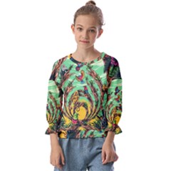 Monkey Tiger Bird Parrot Forest Jungle Style Kids  Cuff Sleeve Top