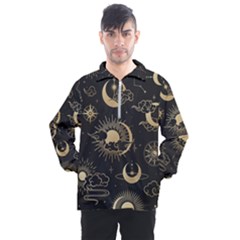 Asian Seamless Pattern With Clouds Moon Sun Stars Vector Collection Oriental Chinese Japanese Korean Men s Half Zip Pullover