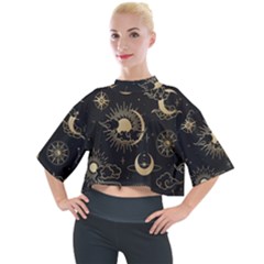 Asian Seamless Pattern With Clouds Moon Sun Stars Vector Collection Oriental Chinese Japanese Korean Mock Neck T-shirt by Grandong