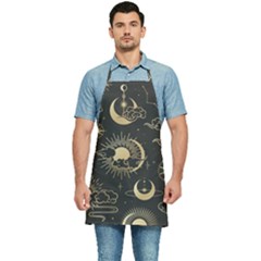 Asian Seamless Pattern With Clouds Moon Sun Stars Vector Collection Oriental Chinese Japanese Korean Kitchen Apron by Grandong