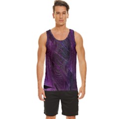 Feather Pattern Texture Form Men s Wide Collar Tank Top by Grandong