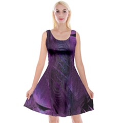 Feather Pattern Texture Form Reversible Velvet Sleeveless Dress