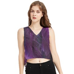 Feather Pattern Texture Form V-neck Cropped Tank Top by Grandong