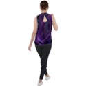 Feather Pattern Texture Form Mock Neck Chiffon Sleeveless Top View2