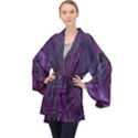 Feather Pattern Texture Form Long Sleeve Velvet Kimono  View1