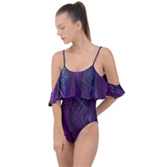 Feather Pattern Texture Form Drape Piece Swimsuit by Grandong