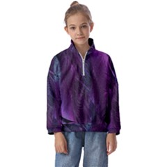 Feather Pattern Texture Form Kids  Half Zip Hoodie