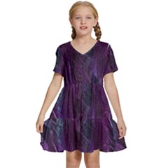 Feather Pattern Texture Form Kids  Short Sleeve Tiered Mini Dress by Grandong