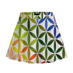 Mandala Rainbow Colorful Mini Flare Skirt