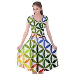 Mandala Rainbow Colorful Cap Sleeve Wrap Front Dress