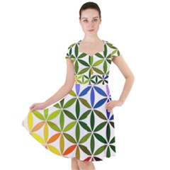 Mandala Rainbow Colorful Cap Sleeve Midi Dress With Pockets by Grandong