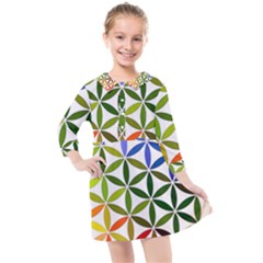 Mandala Rainbow Colorful Kids  Quarter Sleeve Shirt Dress