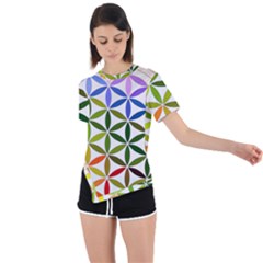 Mandala Rainbow Colorful Asymmetrical Short Sleeve Sports T-shirt by Grandong