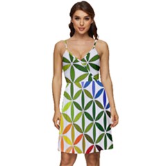 Mandala Rainbow Colorful V-neck Pocket Summer Dress 