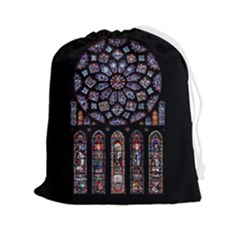 Chartres Cathedral Notre Dame De Paris Stained Glass Drawstring Pouch (2xl) by Grandong