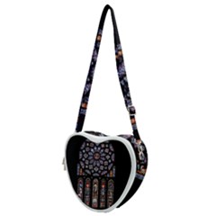 Chartres Cathedral Notre Dame De Paris Stained Glass Heart Shoulder Bag by Grandong