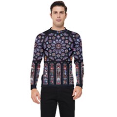 Chartres Cathedral Notre Dame De Paris Stained Glass Men s Long Sleeve Rash Guard by Grandong