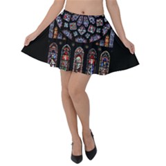 Chartres Cathedral Notre Dame De Paris Stained Glass Velvet Skater Skirt