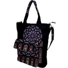 Chartres Cathedral Notre Dame De Paris Stained Glass Shoulder Tote Bag by Grandong