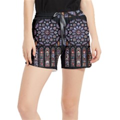 Chartres Cathedral Notre Dame De Paris Stained Glass Women s Runner Shorts by Grandong