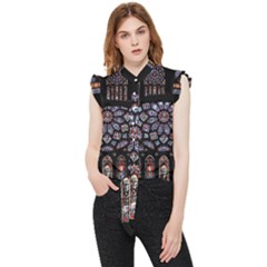 Chartres Cathedral Notre Dame De Paris Stained Glass Frill Detail Shirt by Grandong