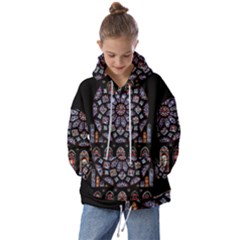 Chartres Cathedral Notre Dame De Paris Stained Glass Kids  Oversized Hoodie