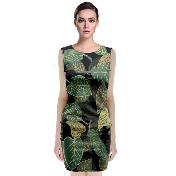 Autumn Fallen Leaves Dried Leaves Classic Sleeveless Midi Dress