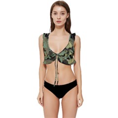 Autumn Fallen Leaves Dried Leaves Low Cut Ruffle Edge Bikini Top by Grandong