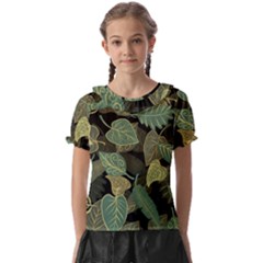 Autumn Fallen Leaves Dried Leaves Kids  Frill Chiffon Blouse by Grandong