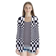 Geomtric Pattern Illusion Shapes Drape Collar Cardigan