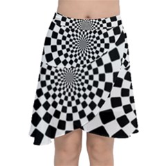 Geomtric Pattern Illusion Shapes Chiffon Wrap Front Skirt