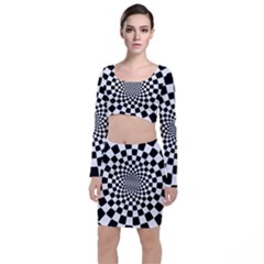 Geomtric Pattern Illusion Shapes Top And Skirt Sets