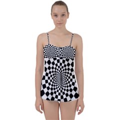 Geomtric Pattern Illusion Shapes Babydoll Tankini Top