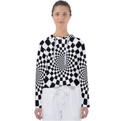 Geomtric Pattern Illusion Shapes Women s Slouchy Sweat