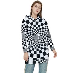 Geomtric Pattern Illusion Shapes Women s Long Oversized Pullover Hoodie