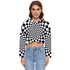 Geomtric Pattern Illusion Shapes Women s Lightweight Cropped Hoodie