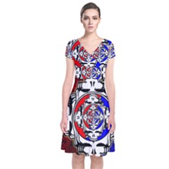 The Grateful Dead Short Sleeve Front Wrap Dress by Grandong