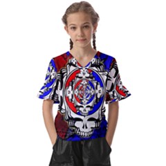 The Grateful Dead Kids  V-neck Horn Sleeve Blouse by Grandong