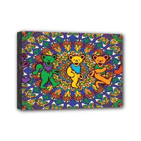 Dead Dancing Bears Grateful Dead Pattern Mini Canvas 7  X 5  (stretched) by Grandong