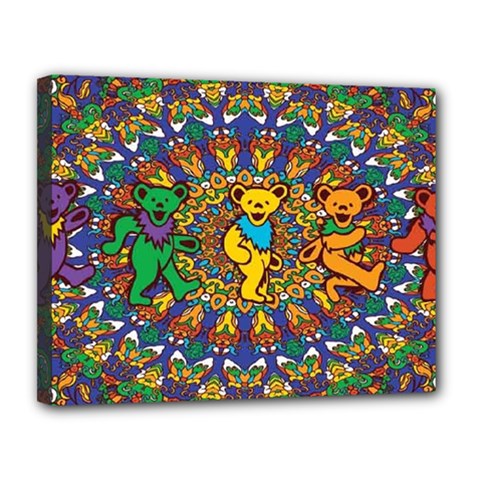 Dead Dancing Bears Grateful Dead Pattern Canvas 14  X 11  (stretched) by Grandong