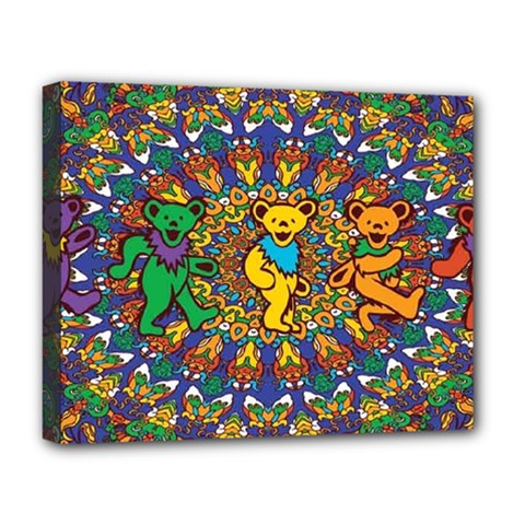 Dead Dancing Bears Grateful Dead Pattern Deluxe Canvas 20  X 16  (stretched) by Grandong