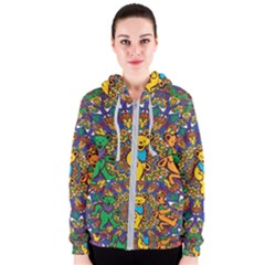 Dead Dancing Bears Grateful Dead Pattern Women s Zipper Hoodie