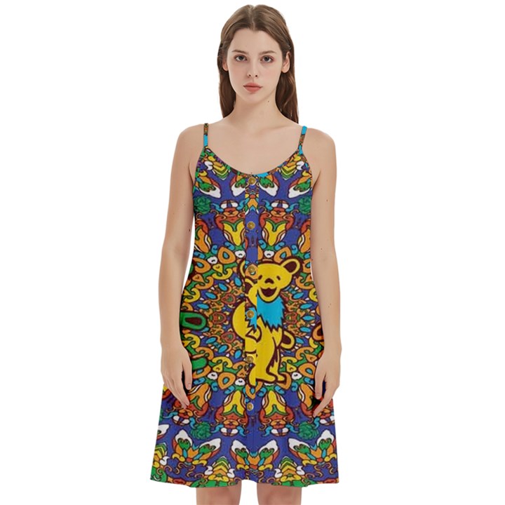 Dead Dancing Bears Grateful Dead Pattern Women s Spaghetti Strap Pullover Cami Dress