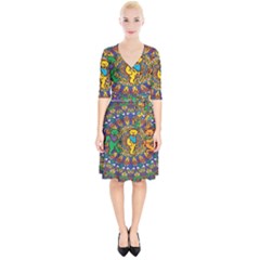 Dead Dancing Bears Grateful Dead Pattern Wrap Up Cocktail Dress by Grandong