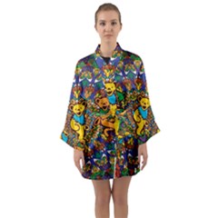 Dead Dancing Bears Grateful Dead Pattern Long Sleeve Satin Kimono by Grandong